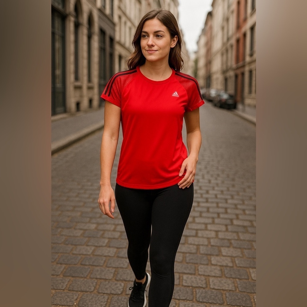 🔥 Adidas ClimaCool Red Athletic Tee – Size L (NWT)